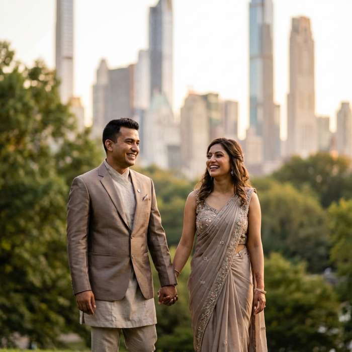 Nepali couple in USA traditional wedding dress matchmaking service