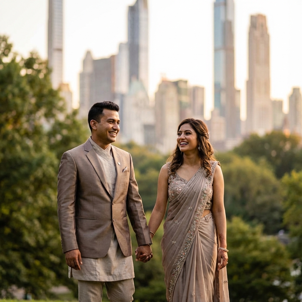 Nepali couple in USA traditional wedding dress matchmaking service